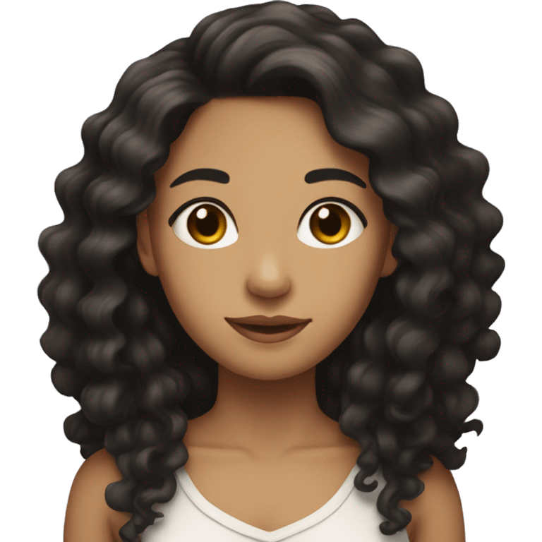 A young woman with light brown skin, very long black curly hair  emoji