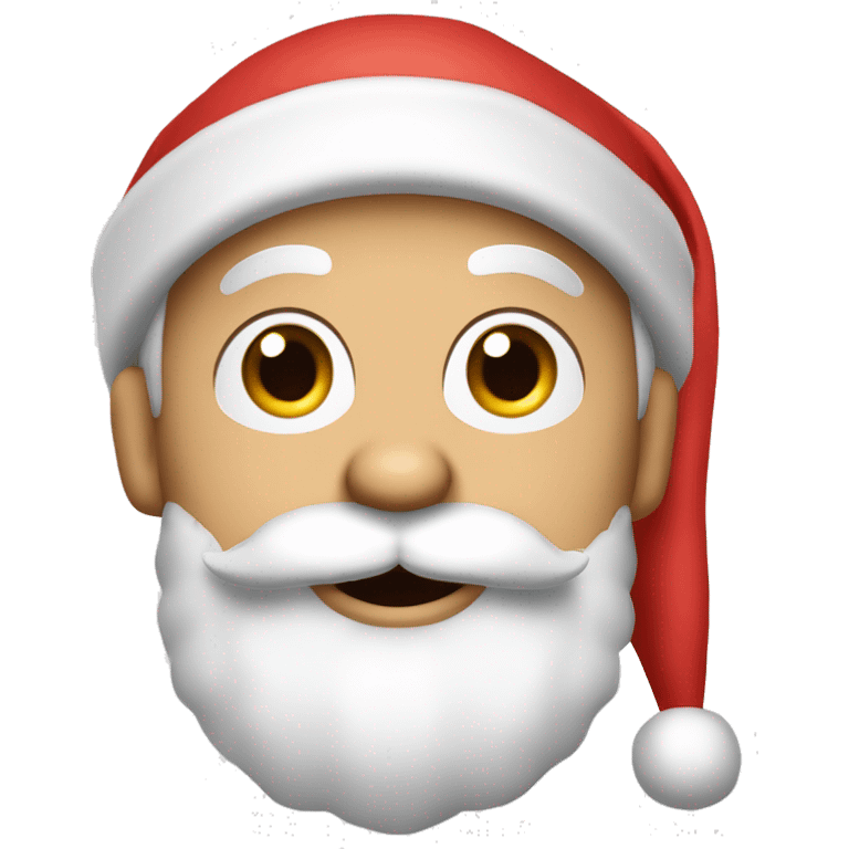 “An adorable Santa with a red suit, fluffy white beard, rosy cheeks, big eyes, and a red hat with a white pom-pom.” emoji