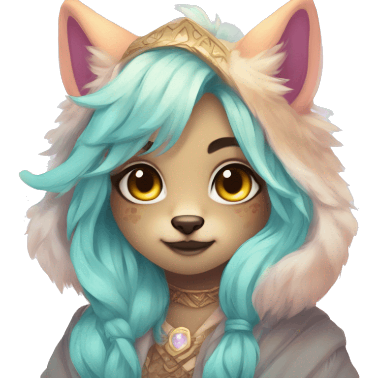 Kawaii bright fantasy ethereal anthro fursona animal emoji