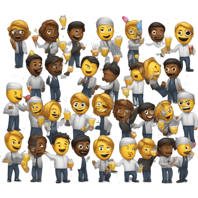 software engineers working together and having a party emoji