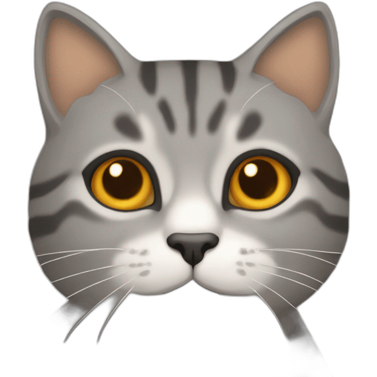 Tabby gray cat with beige mouth and dark nose and orange golden eyes emoji