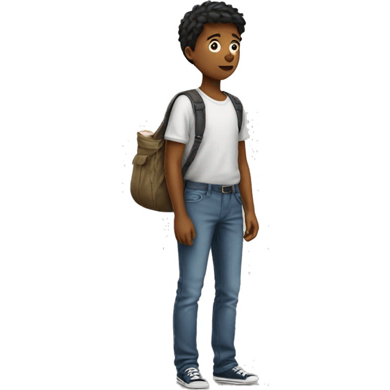 Boy standing with empty pockets emoji