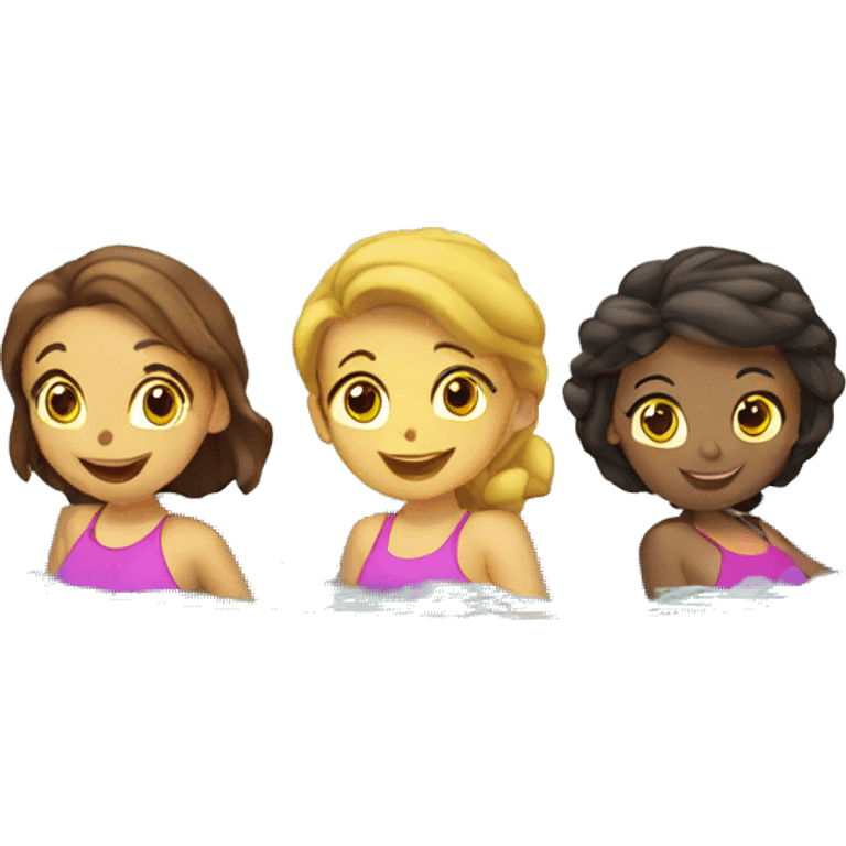 3 girls swimming boat emoji