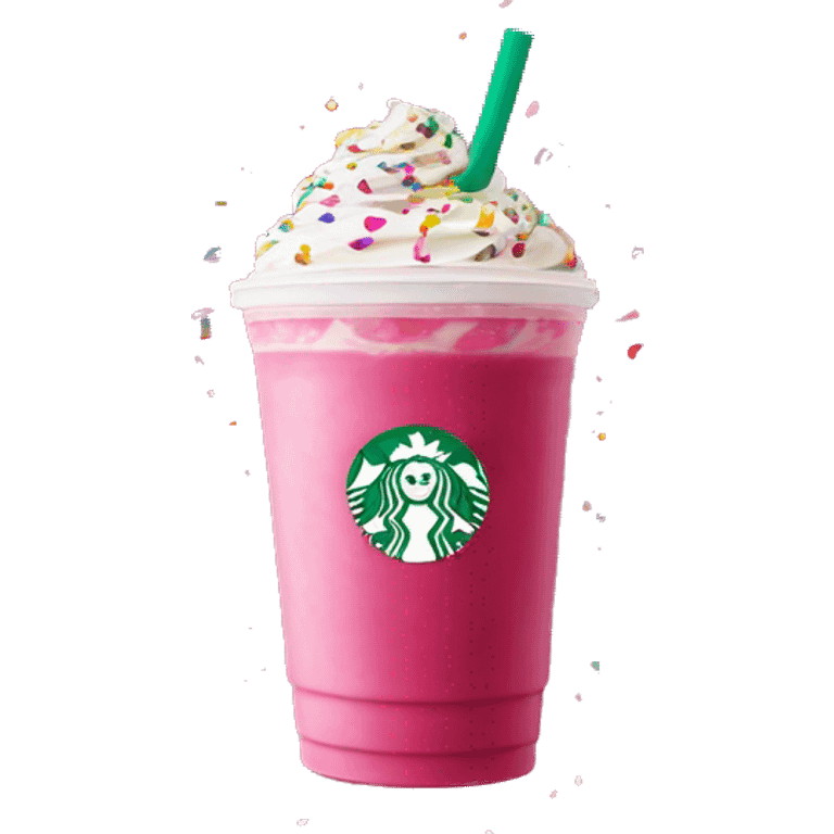 Starbucks Frappuccino with hot pink drizzle and confetti sprinkles venti emoji