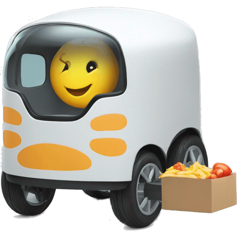 delivery robot 4 wheels with food emoji