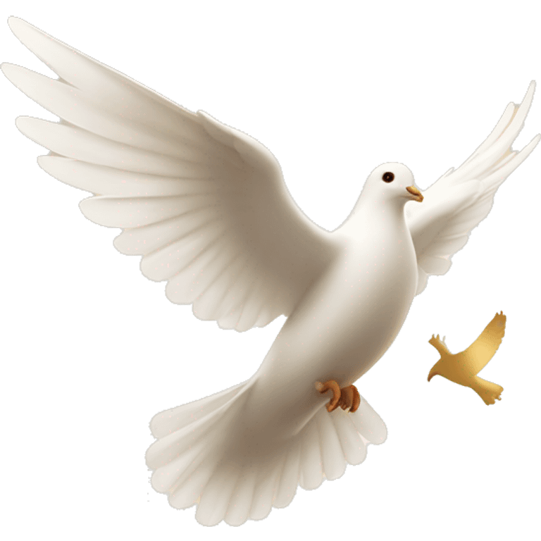 Flying white dove in golden light  emoji