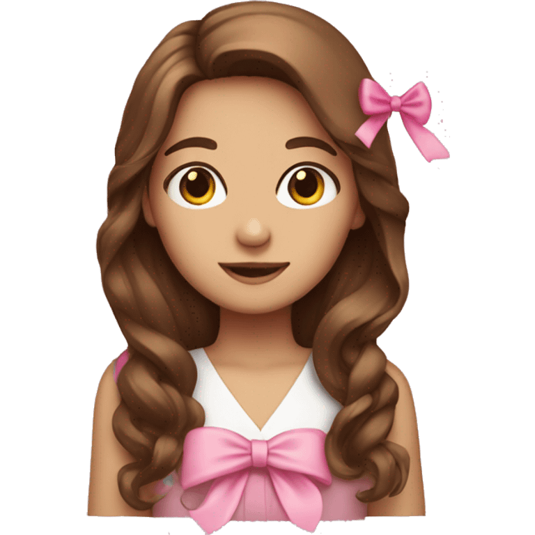 brown hair girl with pink bow emoji