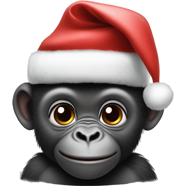 Baby gorilla with a Christmas hat  emoji