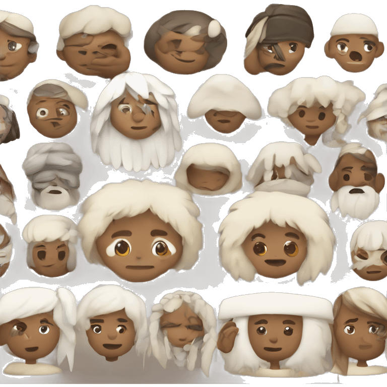 famili indigena Kogui con vestimentas blancas  emoji