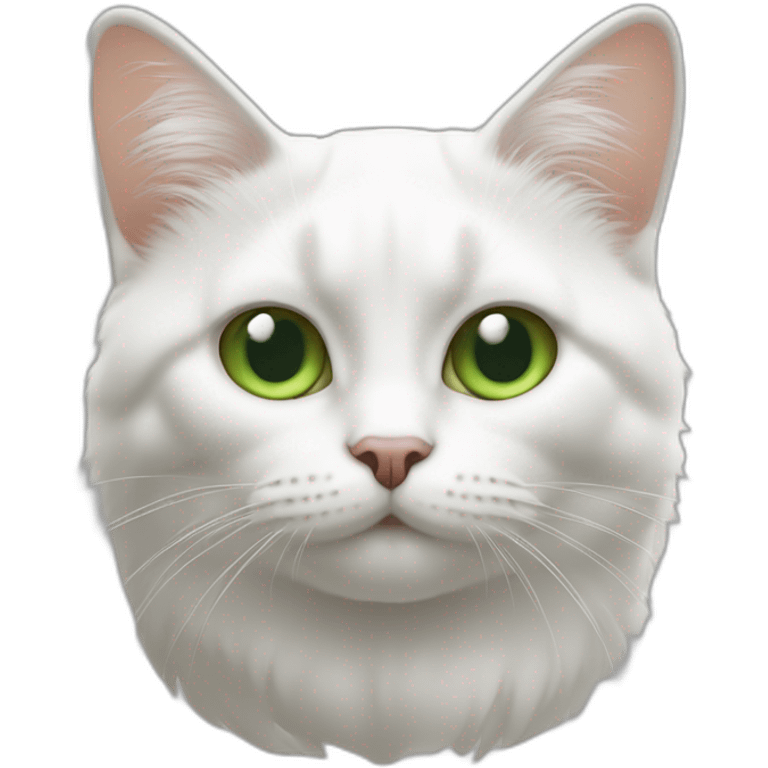 Chat blanc aux yeux verts, avec bout des oreille marron emoji