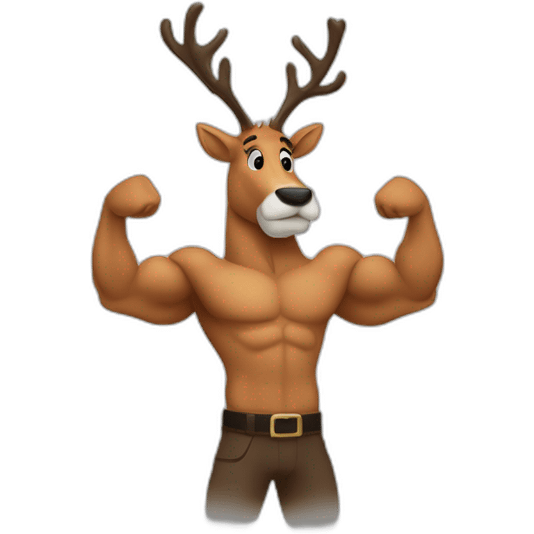 Reindeer muscular F3 shirt showing off biceps arms crossed masculine fierce torso emoji