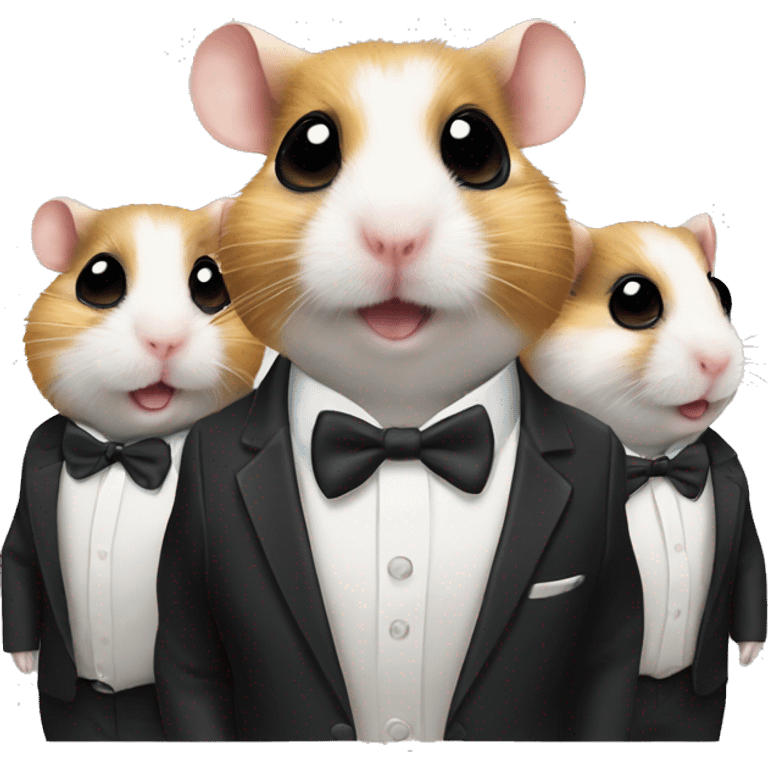 Three small happy hamsters in suits and round shades  emoji