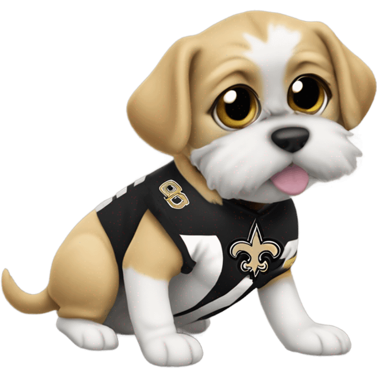 Dog wear New Orleans saints gear kicking a cat wearing Atlanta falcons gear  emoji