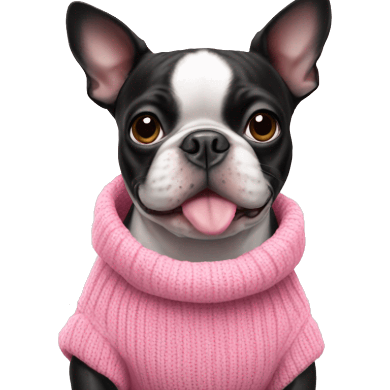 boston terrier wearing pink sweater emoji