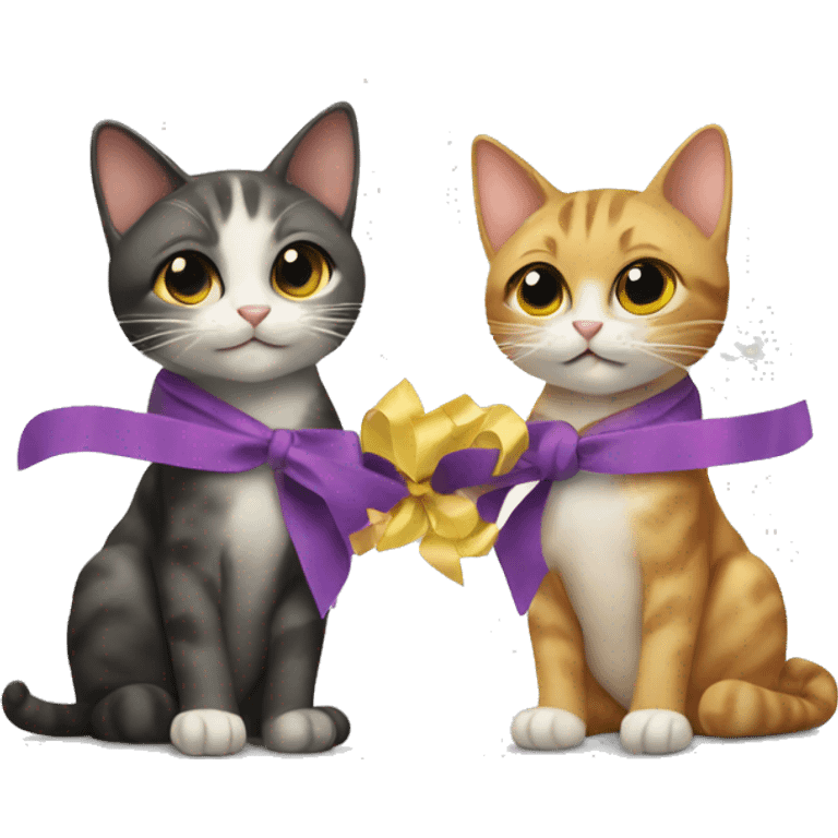 two cats at a ribbon cutting ceremony emoji