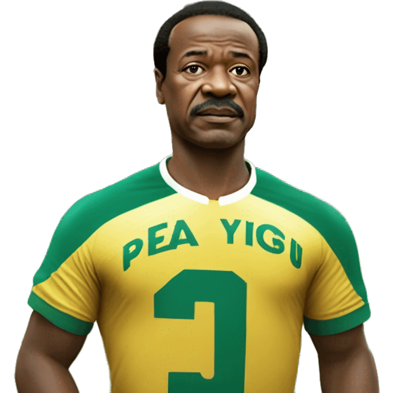 Paul Biya in a Cameroonian jersey, playing football in a packed stadium emoji