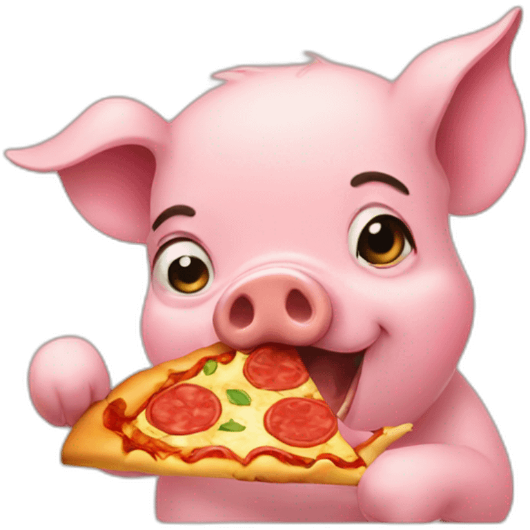 a pig eating a pizza emoji