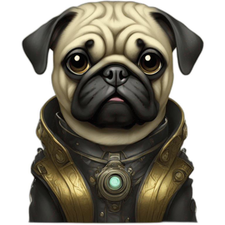 A cyberpunk pug in Art Nouveau style during 1910 emoji