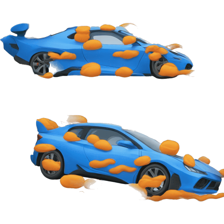 one-car,-blue-and-orange,-side-view emoji