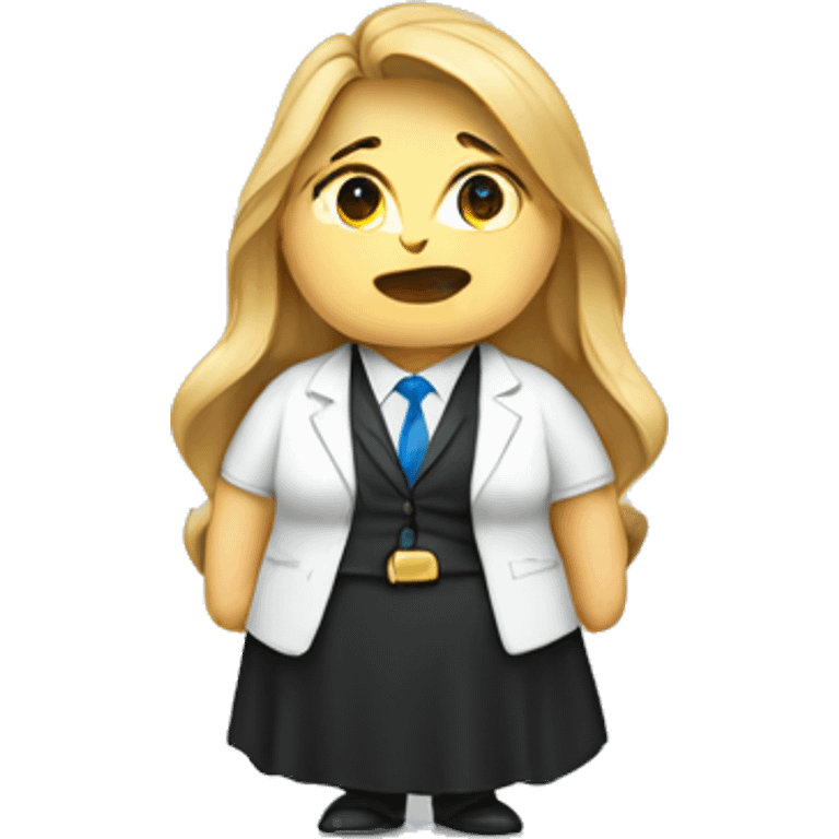 Obesity. A middle-aged woman with golden long hair, dressed in professional attire. emoji