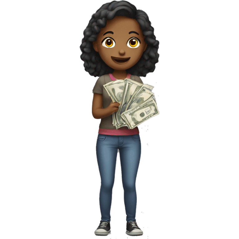 Girl holding cash emoji