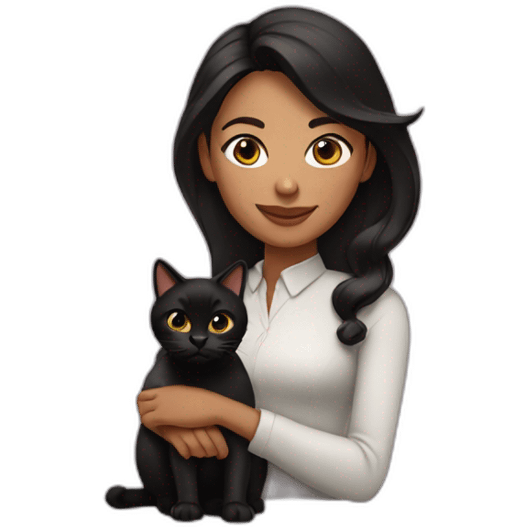 Latina woman with a black cat emoji