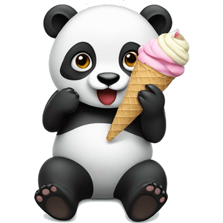 Panda eating ice cream emoji