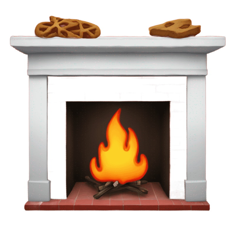 Red Christmas cookie in a fire place  emoji