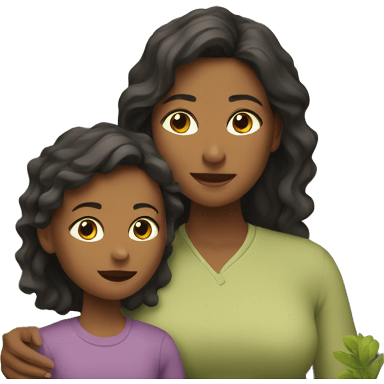 mother and daughter on a mountainside emoji