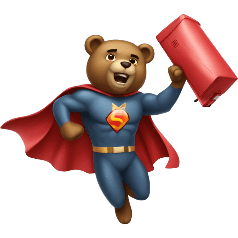 superhero bear flying and holding a mailbox emoji