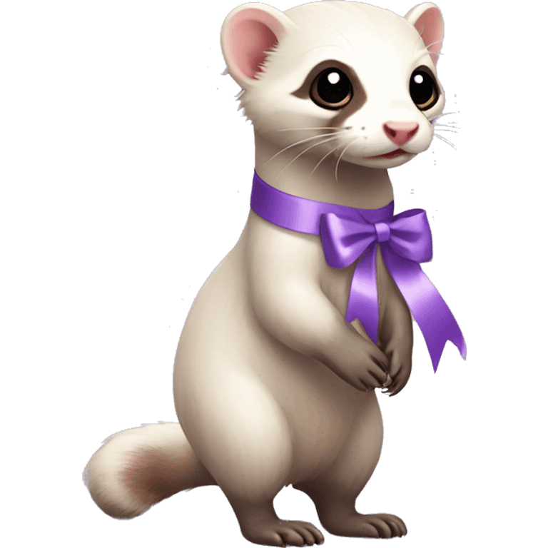  full body ferret with light purple ribbon bow emoji