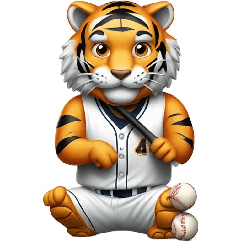 Tiger with baseball and bat emoji