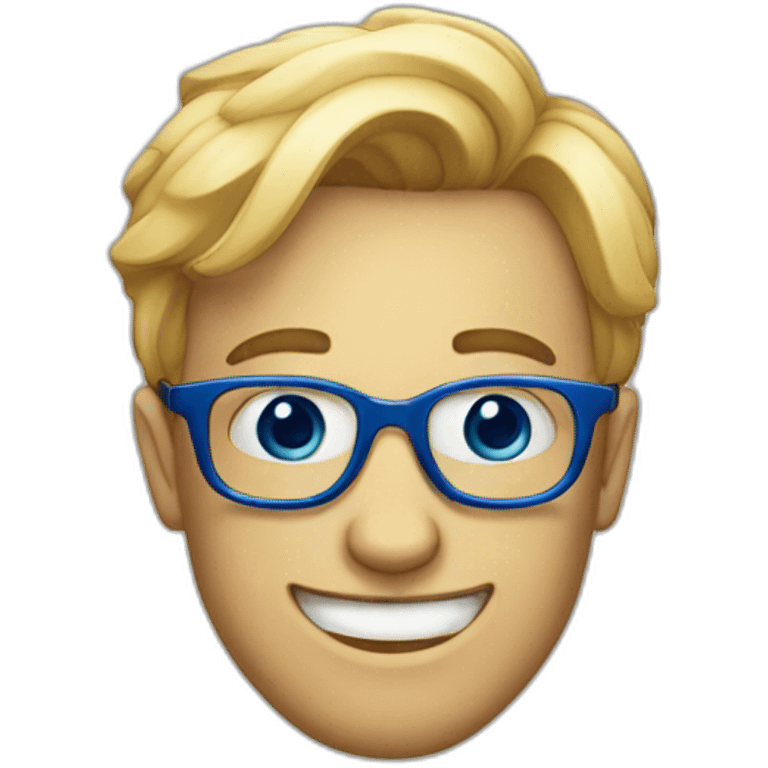 blue nerd face smiley emoji