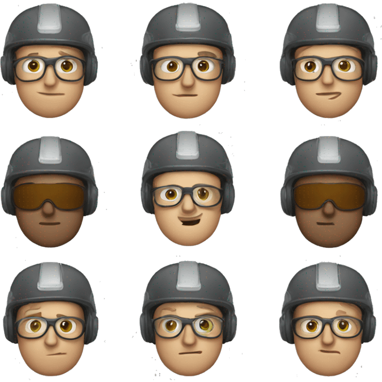 Caucasian man wearing helmet, glases and earplugs emoji