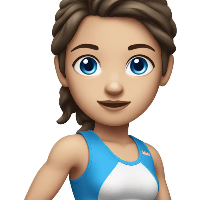 Realistic brunette girl with bright blue eyes wearing gym clothes  emoji