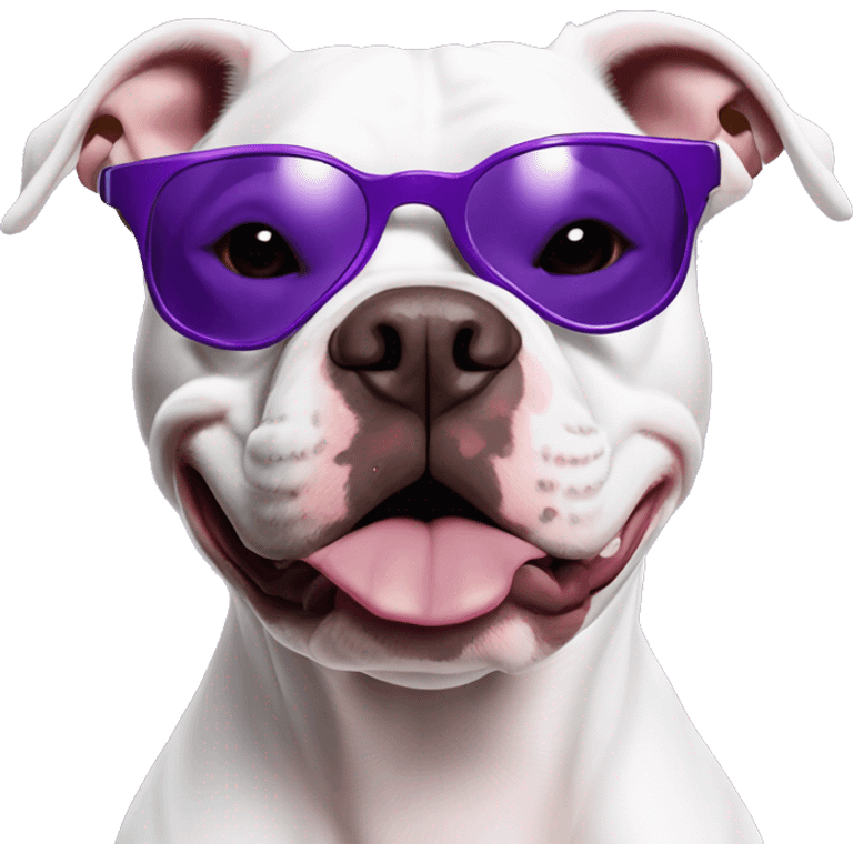 cachorro pitbull raivoso usando oculos oakley juliet roxo emoji