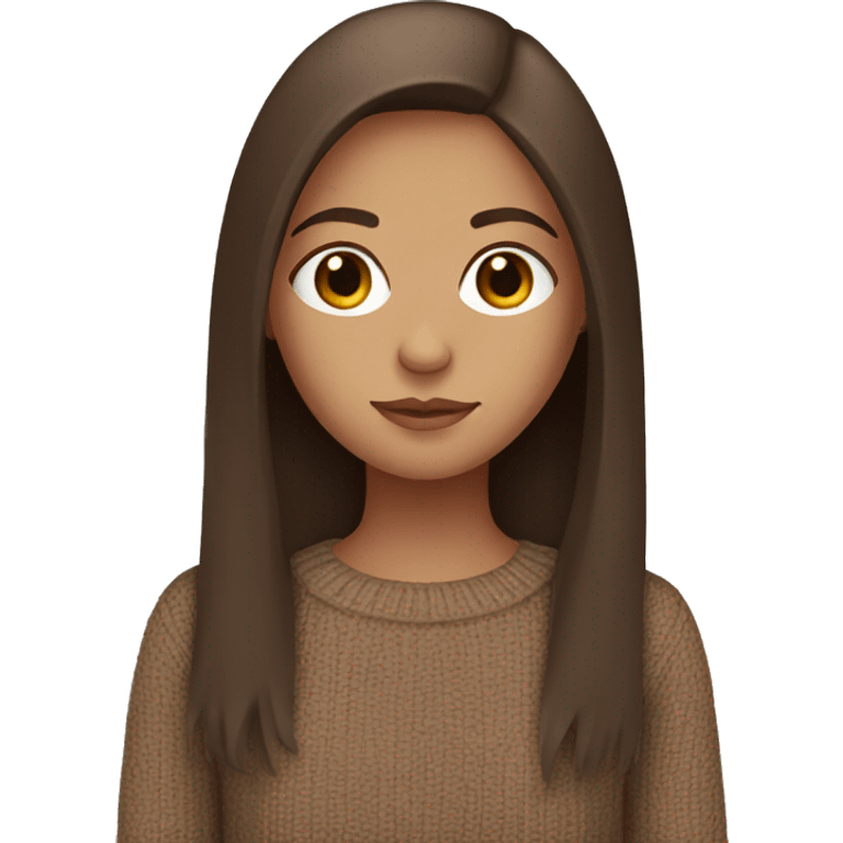 Brown straight hair girl with brown eyes and brown sweater emoji