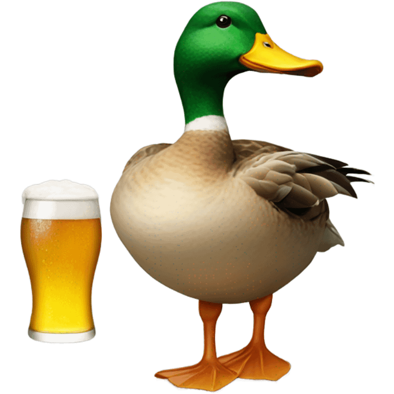 real duck holding a beer emoji