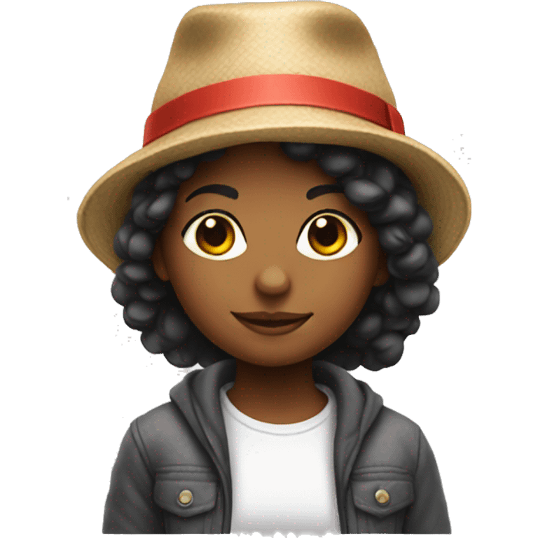 young girl with painting hat emoji