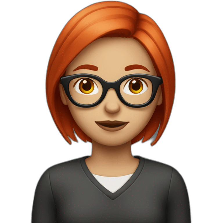 girl with straight red dyed hair and glasses  emoji