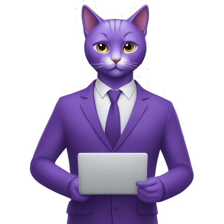 Purple humanised Cat psychologist leads the session emoji