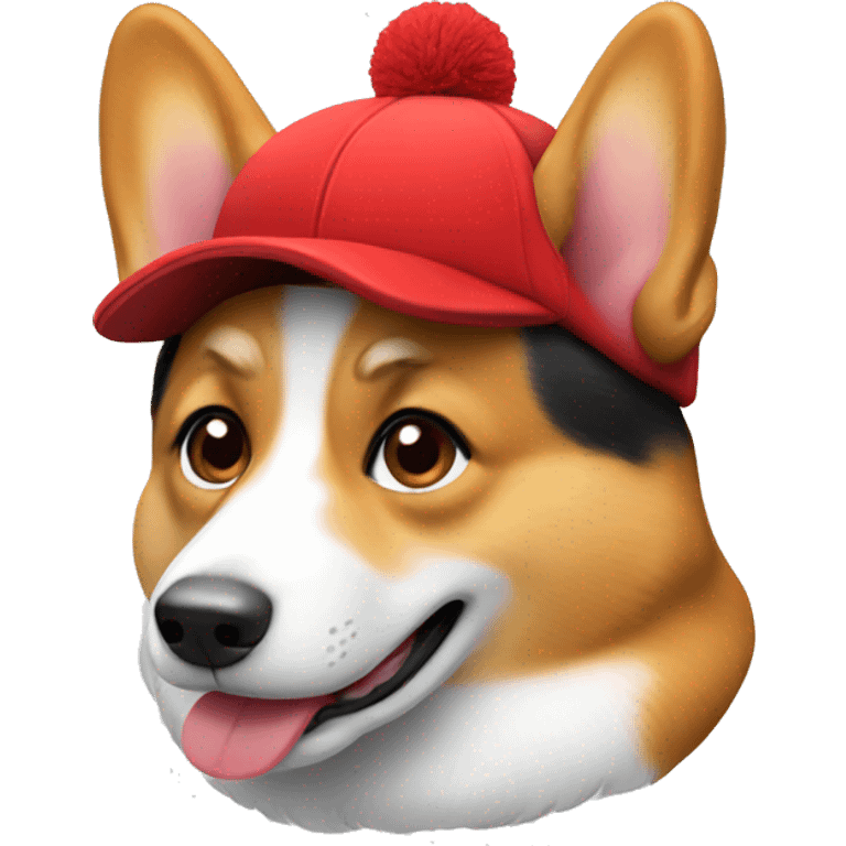 a corgi dog using red cap emoji