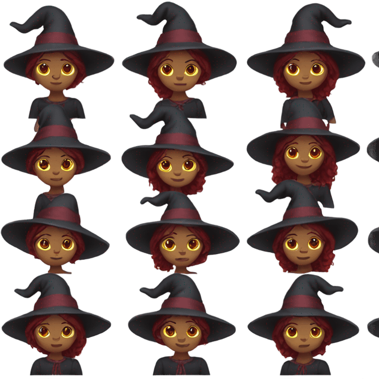 witch girl with dark red hair emoji