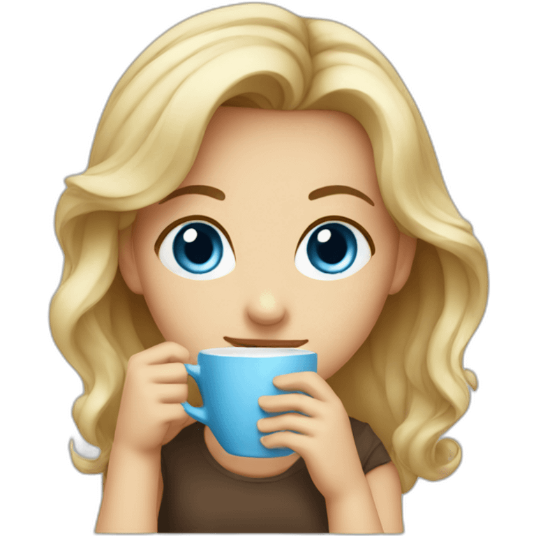 blue eyed girl drinking coffee emoji