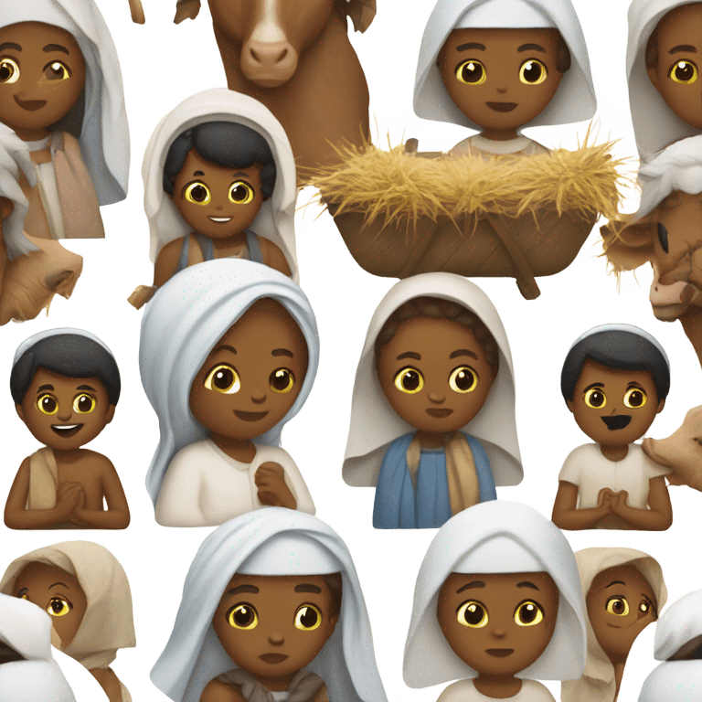 Nativity scene brown skin emoji