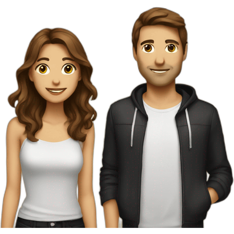 Brown hair couple at a techno party emoji