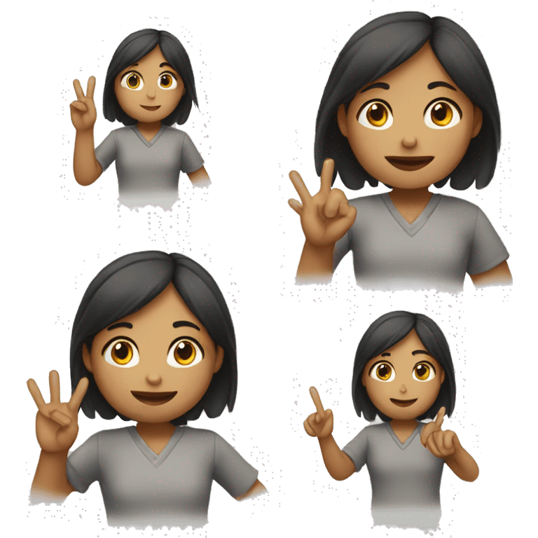 Girl raising her hand with 3 fingers  emoji