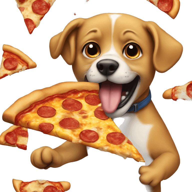 Dog eating pizza emoji