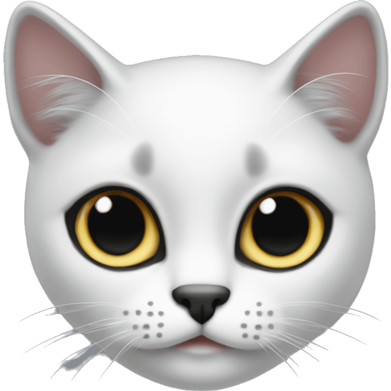 gato blanco y negro con un la emoji