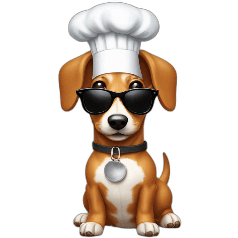 wiener dog chef hat sunglasses bone emoji